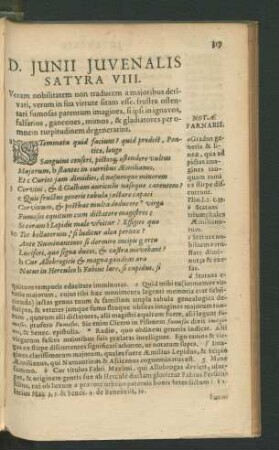 D. Junii Juvenalis Satyra VIII.