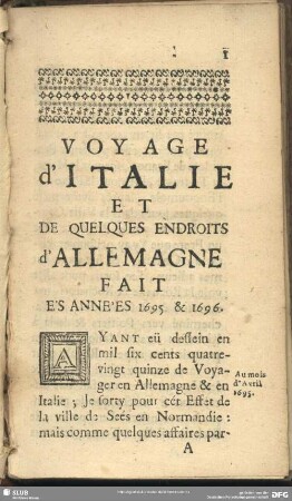 Au mois d'Avril 1695