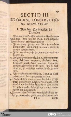 Sectio III de Ordine Constructionis Grammaticae.