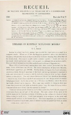 27: Remarks on egyptian 'Sculptors' Models