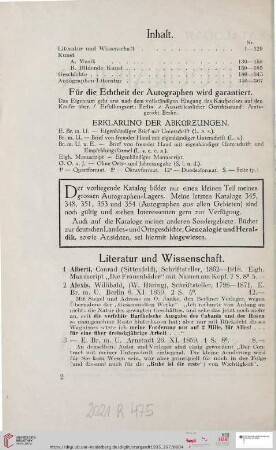 Literatur und Wissenschaft (Nr. 1-129)