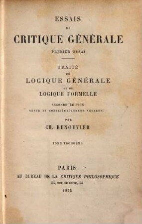 Traité de logique générale et de logique formelle, 1,3