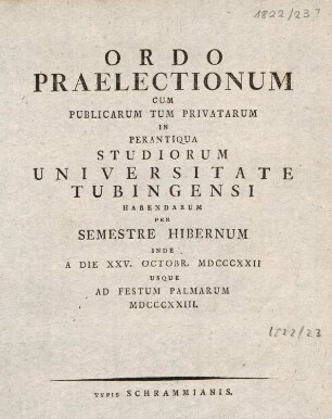 Vorlesungsverzeichnis 1822/23