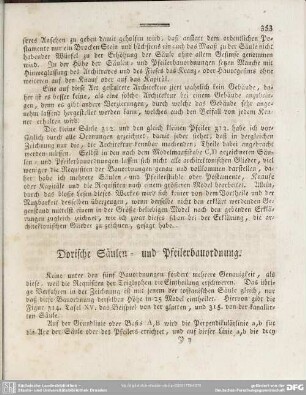Dorische Säulen= und Pfeilerbauordnung