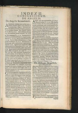 Index II. Conclusionum. De Angelis.