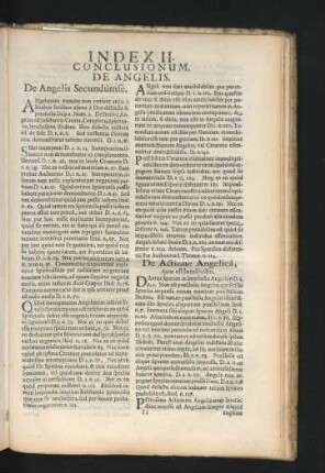 Index II. Conclusionum. De Angelis.