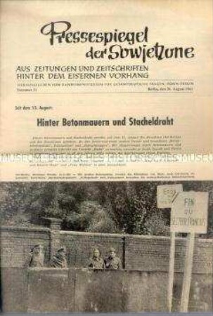 Bulletin des Bundesministeriums für Gesamtdeutsche Fragen über die Presse der DDR