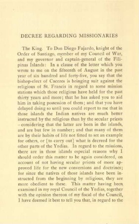 Decree regarding missionaries