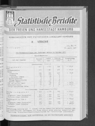 Die Binnenschiffahrt des Hamburger Hafens im Februar 1971 : Lfd. Nr. 17