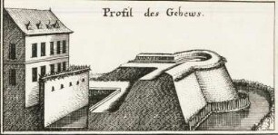 Profil einer Eckbastion, Schloss Heldrungen : Nebenbild auf einer Ansicht des festen Schlosses Heldrungen von 1645