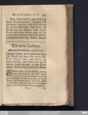 Die XLVIII. Lection. Gehalten Donnerstags d. 28. Junii 1725.