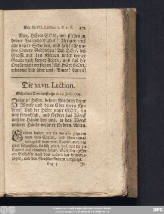 Die XLVIII. Lection. Gehalten Donnerstags d. 28. Junii 1725.