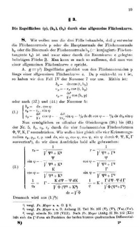 § 3. Die Regelflächen (p), (hp), (bp) durch eine allgemeine Flächenkurve.