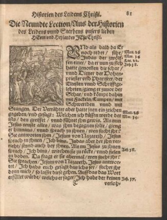 Die Neundte Lection/ Aus der Historien des Leidens unnd Sterbens unsers lieben Herrn und Heylandes Jesu Christi.