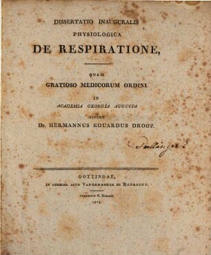 Diss. inaug. physiol. de respiratione