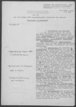 Esslingen-St. Bernhardt: Pfarrbericht 1938