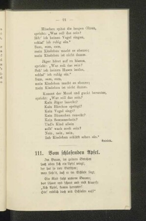 111. Vom schlafenden Apfel.