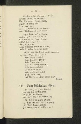 111. Vom schlafenden Apfel.