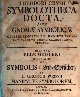 Symbolotheca docta sive gnomae symbolicae