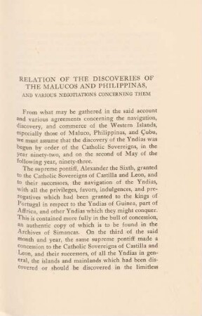 Relation of the discoveries of the Malucos and Philippinas, and various negotiations concerning them