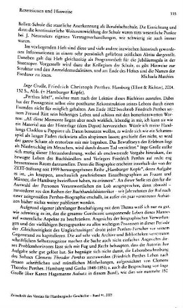 Grolle, Inge :: Friedrich Christoph Perthes, (Hamburger Köpfe) : Hamburg, Ellert & Richter, 2004