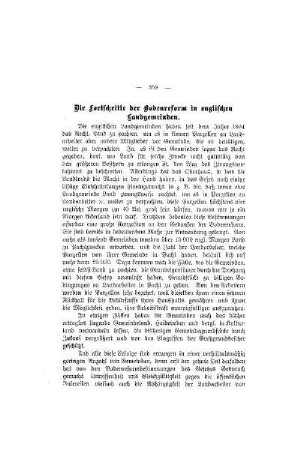 Die Fortschritte der Bodenreform in englischen Landgemeinden