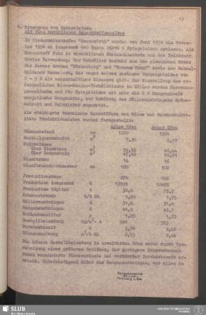 4. Erzeugung von Spiegeleisen mit Wind natürlichen Sauerstoffgehaltes