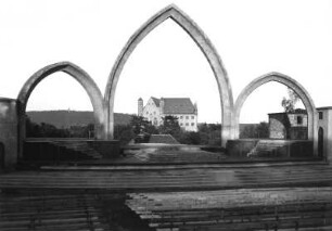 Marburg, Freilichtbühne : Marburg. Freilichtbühne im Schlosspark. Blick nach Osten zum Schloss