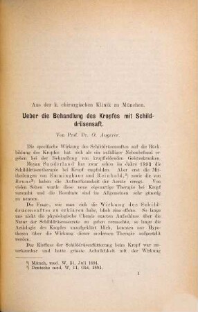 Kleine medizinische Abhandlungen : Separatabdrücke und den Münchener Medizin. Wochenschrift. 10