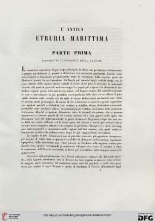 Parte Prima: Esposizione topografica della regione