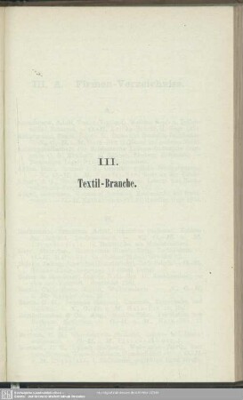 III. Textil-Branche