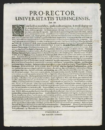 Pro-Rector Universitatis Tubingensis, Lect. Sal.