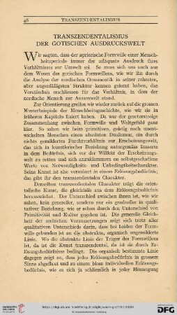 Transzendentalismus der gotischen Ausdruckswelt