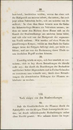 VIII. Noch einiges von den Staubwerkzeugen. / VIII. Quelques mots encore sur les Étamines.