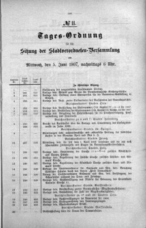 Tages-Ordnung No. 11. (231-270), 05. Juni 1907