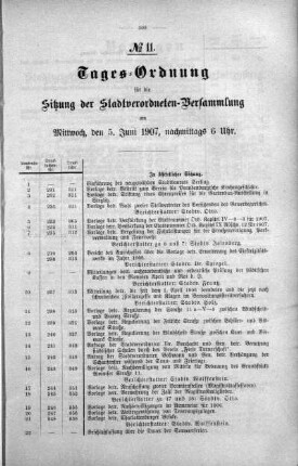Tages-Ordnung No. 11. (231-270), 05. Juni 1907