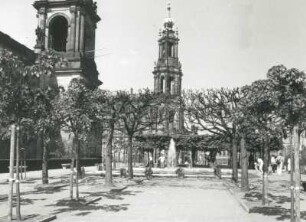 Dresden-Altstadt. Brühlsche Terrasse, Westteil mit Brunnen