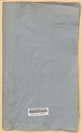 Bibliotheksakten - BSB Cbm Cat. 207(1