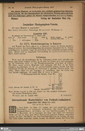 Internationale Musterblätter von Portrait-Aufnahmen