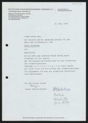 Vorschläge der einzelnen Verbände für die Zitronenjette 1998