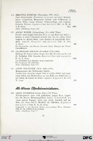 Alt-Wiener Elfenbeinminiaturen (Nr. 116-126)
