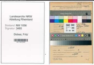 Entnazifizierung Fritz Dickes , geb. 19.05.1920 (Vertreter)