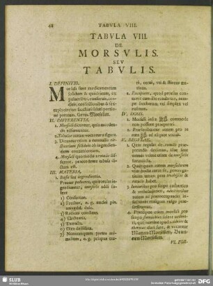 Tabula VIII. De Morsulis, Seu Tabulis