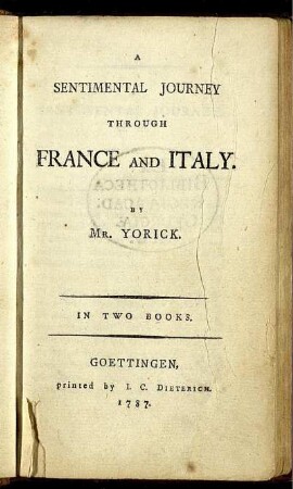 A Sentimental Journey Through France And Italy