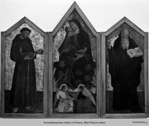 Farneto-Triptychon: Maria mit Kind, Franziskua und Antonius Abbas - Trittico del Farneto