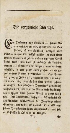 Die vergebliche Vorsicht