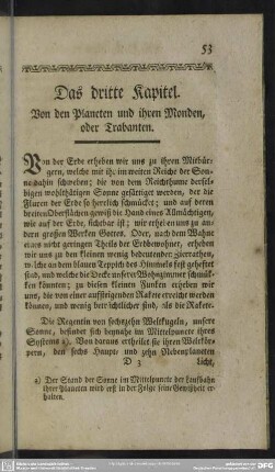 Das dritte Kapitel. Von den Planeten und ihren Monden, oder Trabanten