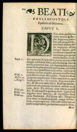 Beati Pauli Apostoli Epistola ad Hebraeos.