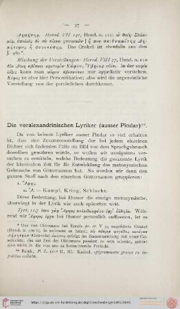 Die voralexandrinischen Lyriker