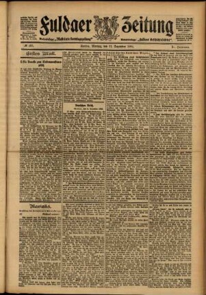 Erste Ausgabe vom Montag, den 11. Dezember 1905.